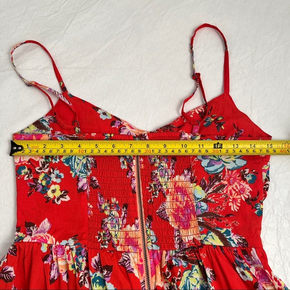 Roxy red multicolor floral skater sundress with adjustable straps S - Picture 8 of 12